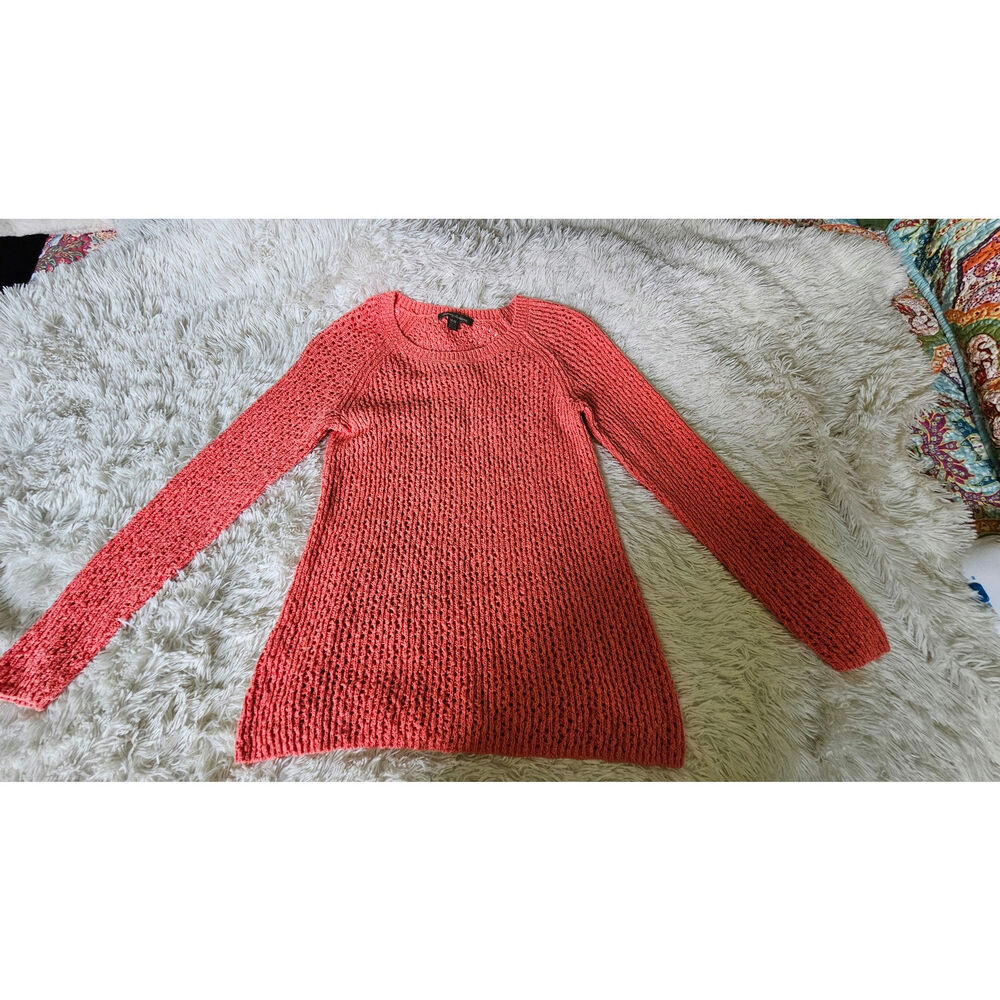 Tommy Bahama Coral Open Weave Tunic Sweater Women's size Medium Resort Preppy‎